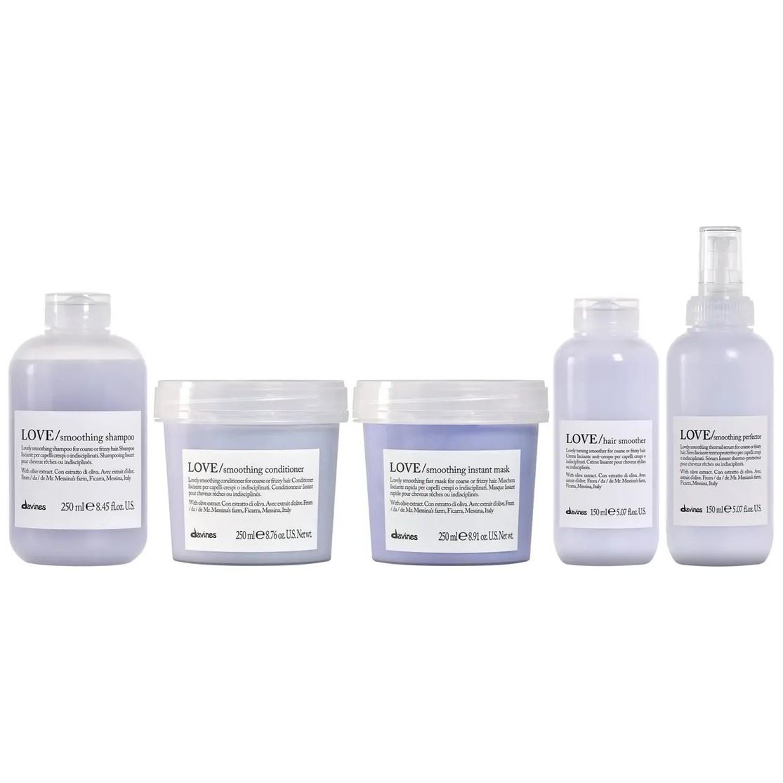 Shampoo Anti Frizz 250ml+ Acondicionador +Mascarilla + Crema de peinado + Protector Térmico Love Smooth Davines