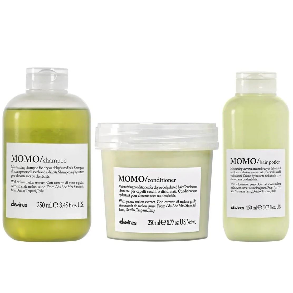Shampoo Hidratante 250ml + Acondicionador + Crema Hair Potion MOMO Davines