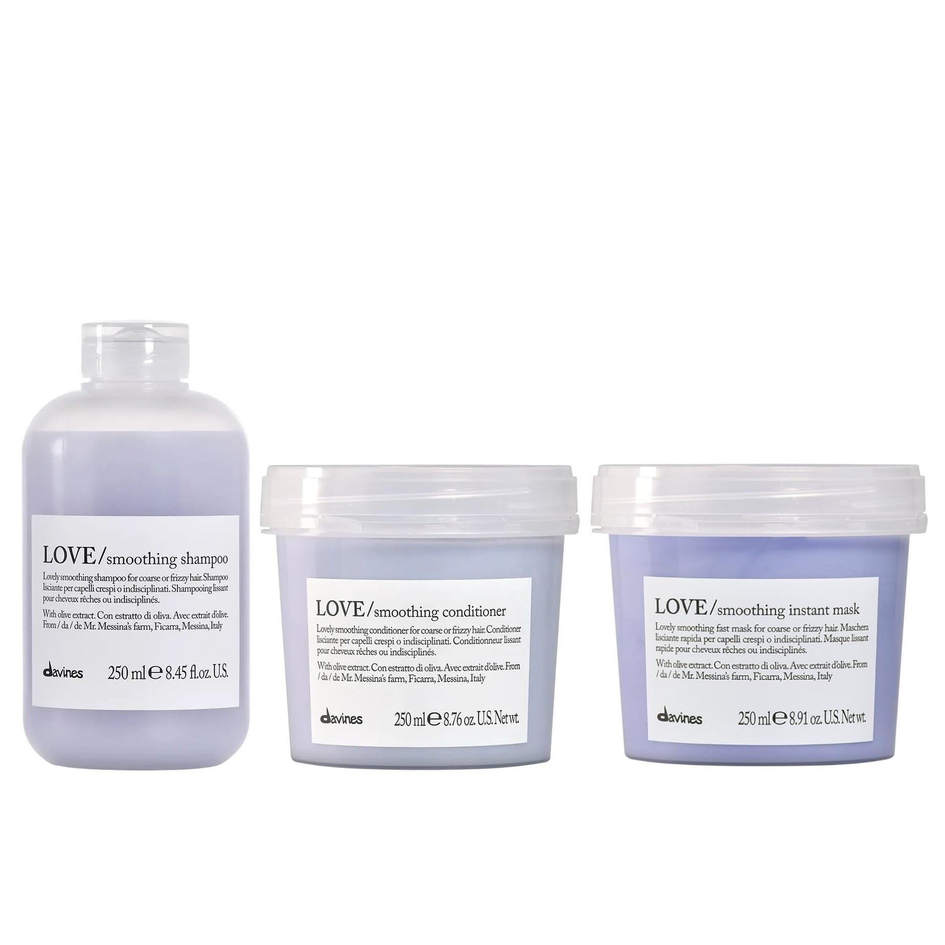 Shampoo Anti Frizz 250ml + Acondicionador + Mascarilla Love Smooth Davines
