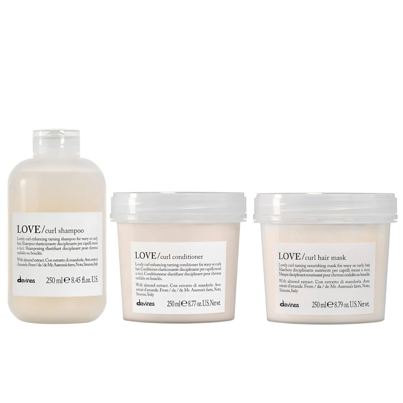 Shampoo Rizos y Ondas + Acondicionador + Mascarilla Love Curl Davines 250ml