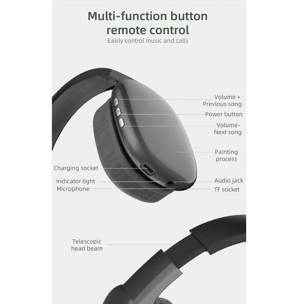 Handsfree bluetooth  P9 PLUS max Color Negro