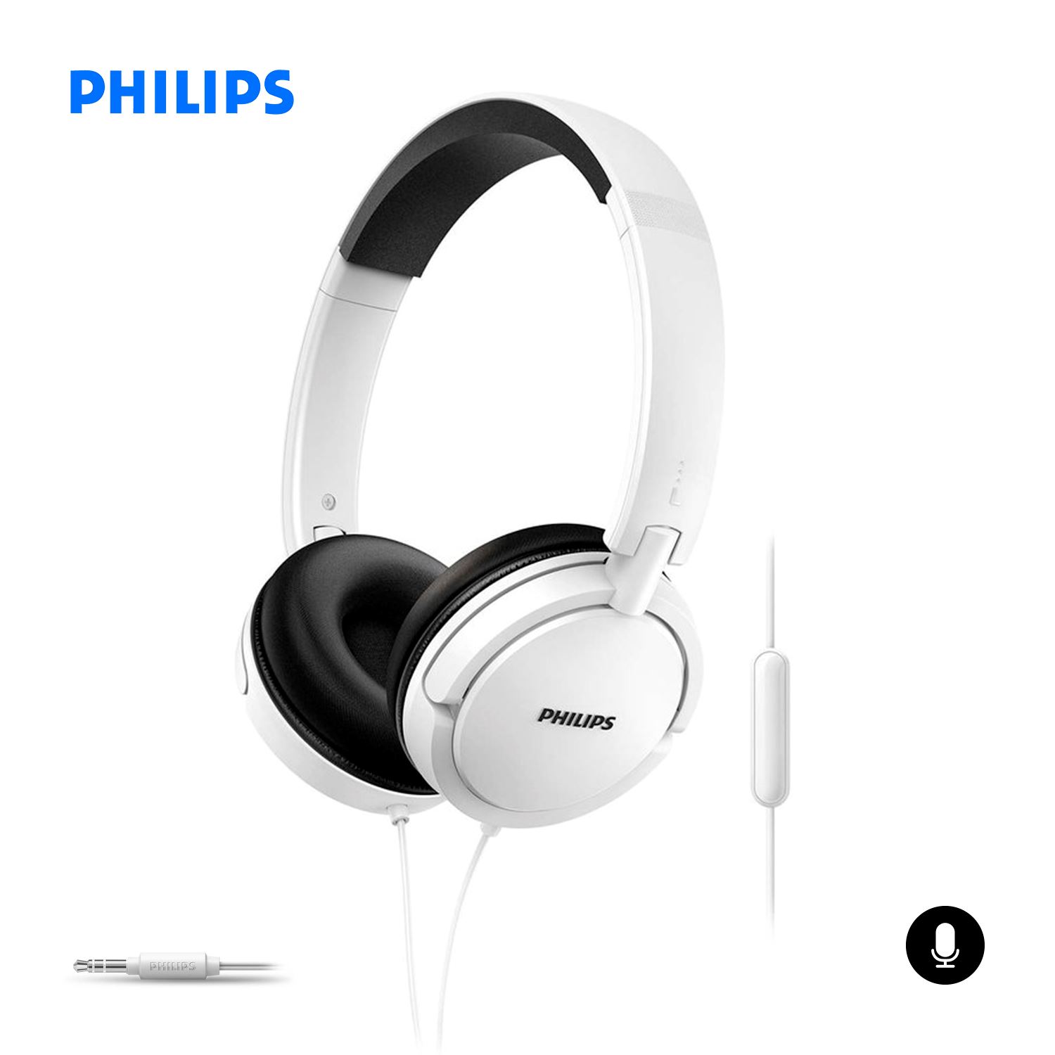 Audífonos Philips Extra Bass Con Micrófono SHL5005 Blanco