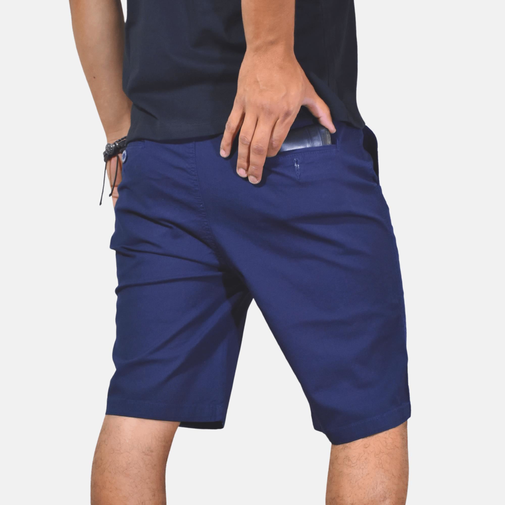 Short Slim Fit Casual Azul Algodón Drill Stretch Yonisters Clothing