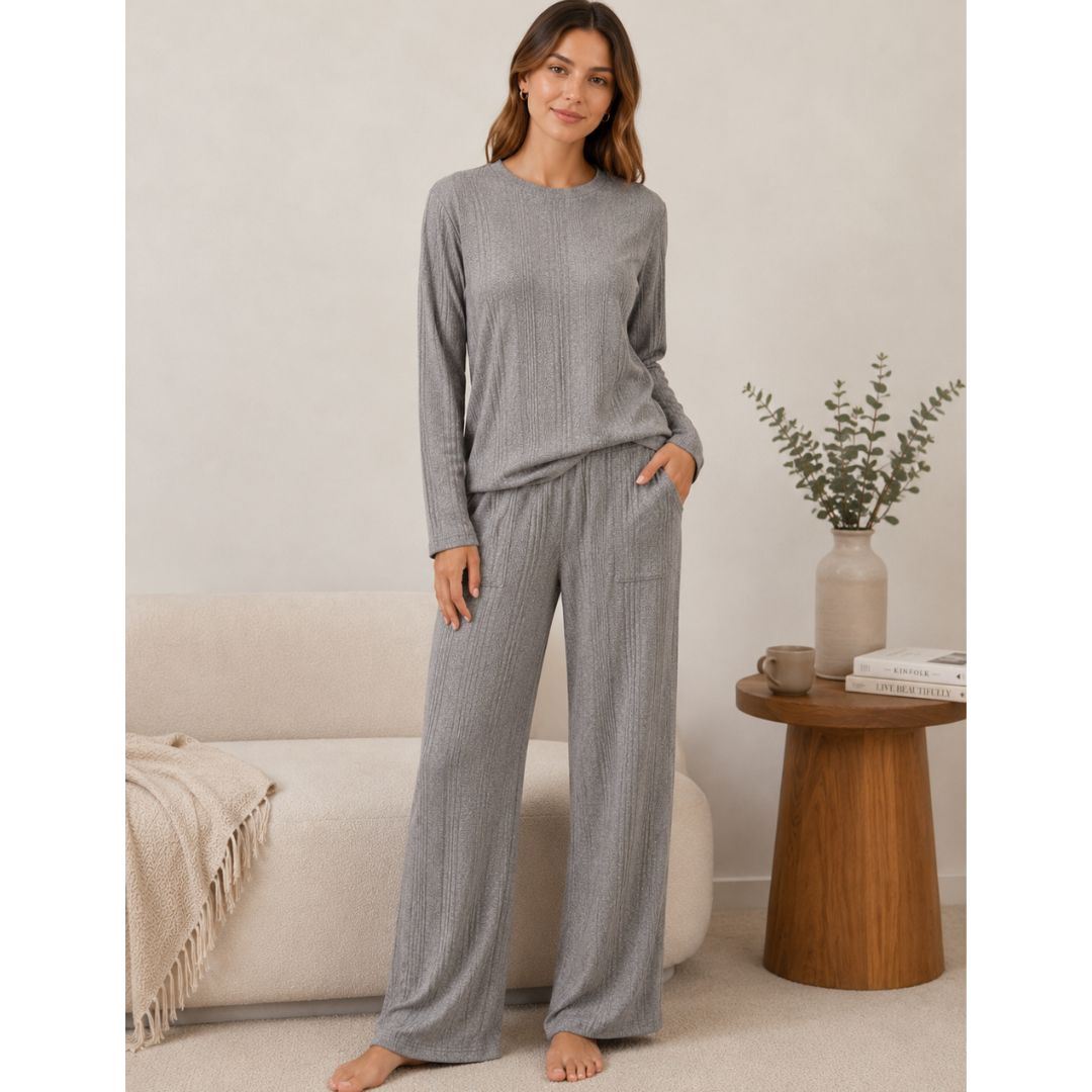 Pijama Maternidad Manga Larga + Pantalón de Embarazada - Gris