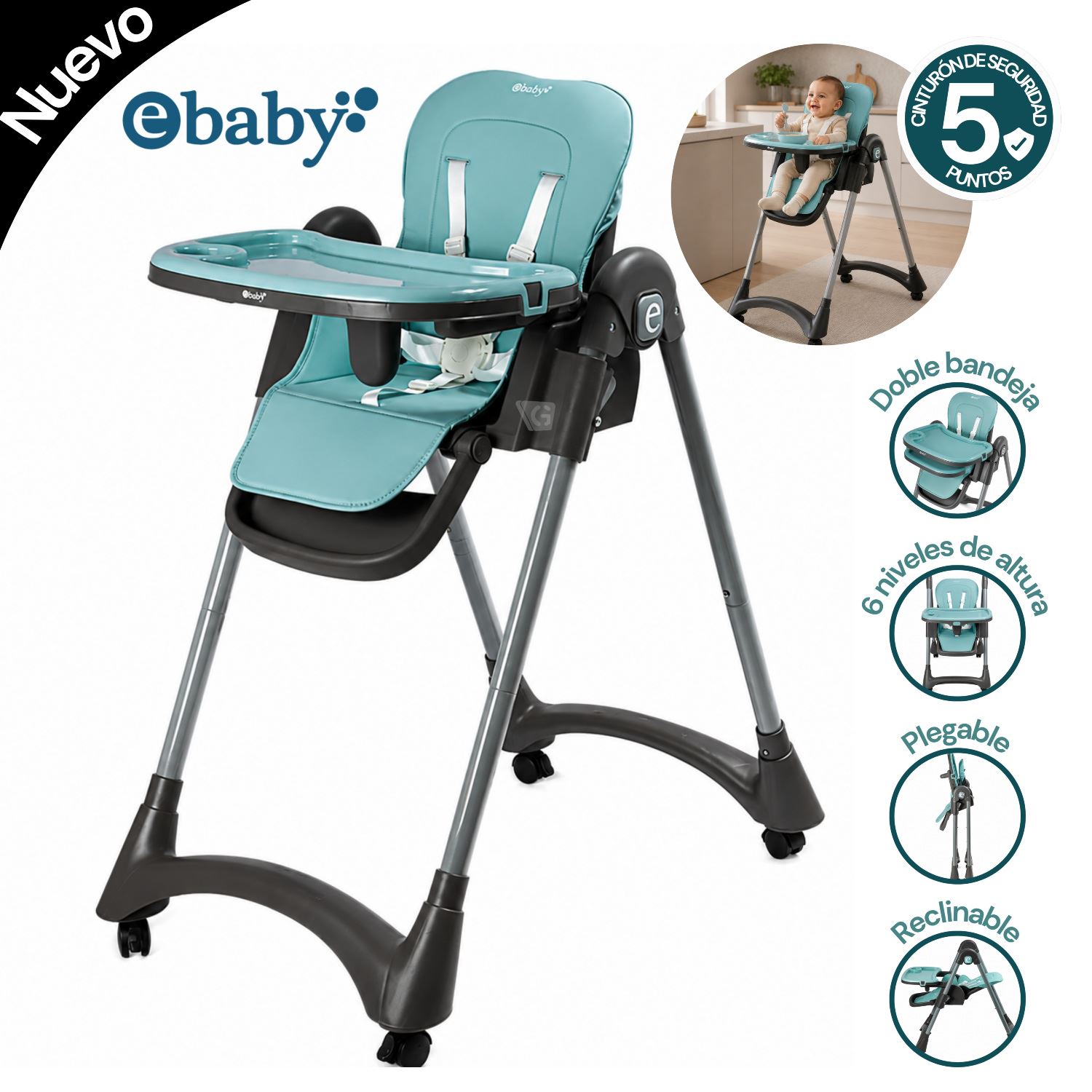 Silla de comer LEIA EB642 verde