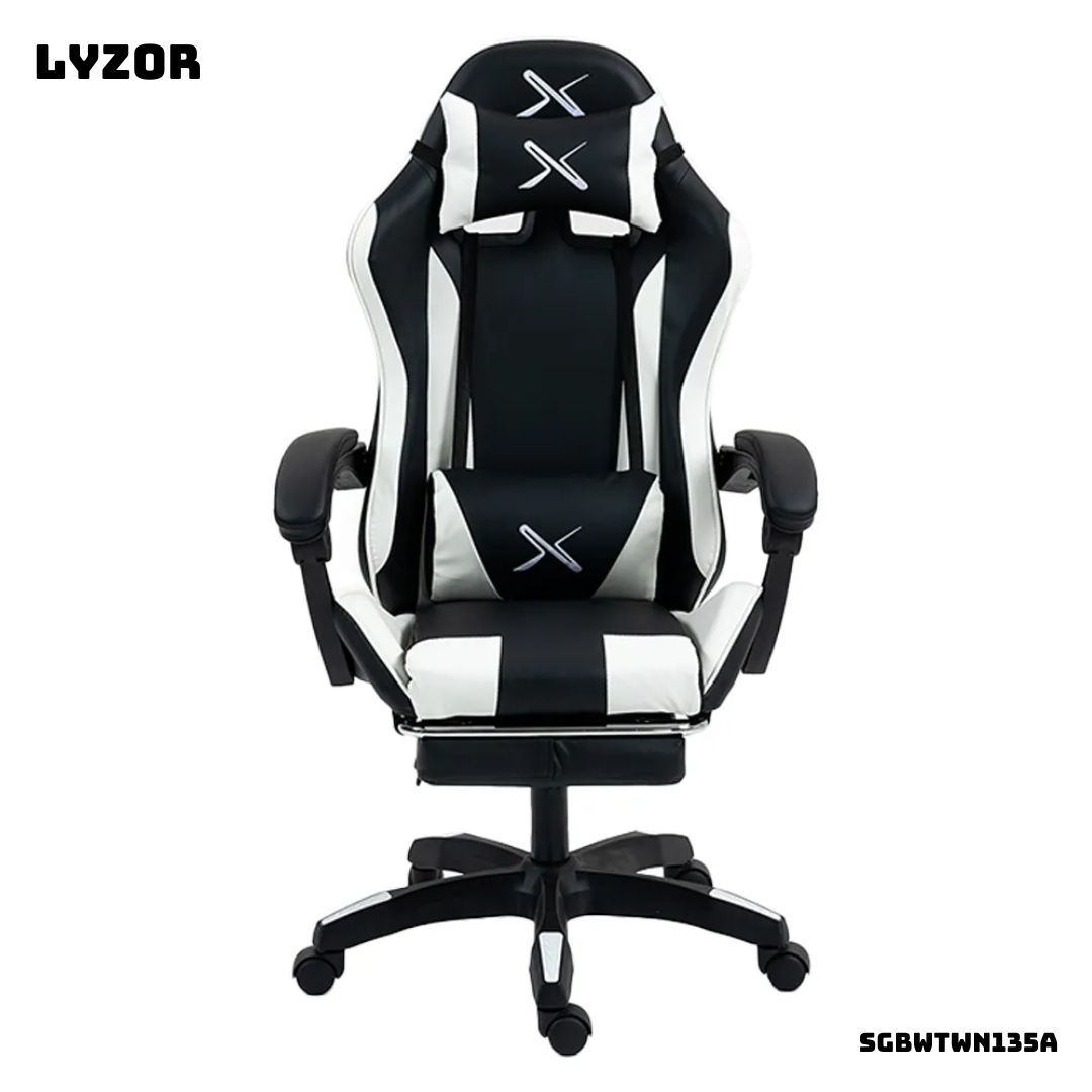 SILLA GAMER LYZOR CON POSAPIES BLANCO - SGTWN135A