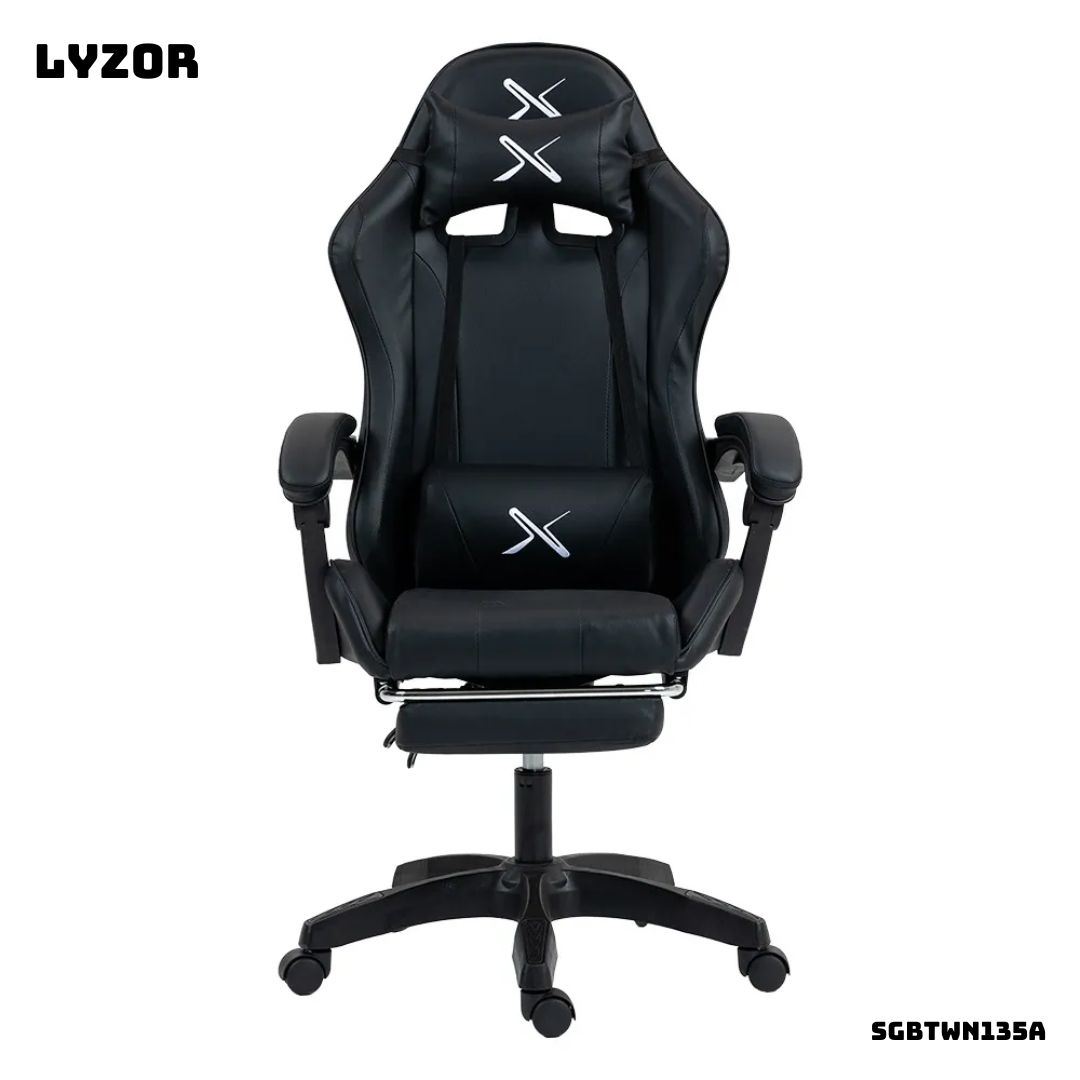 SILLA GAMER LYZOR CON POSAPIES NEGRO - SGTWN135A