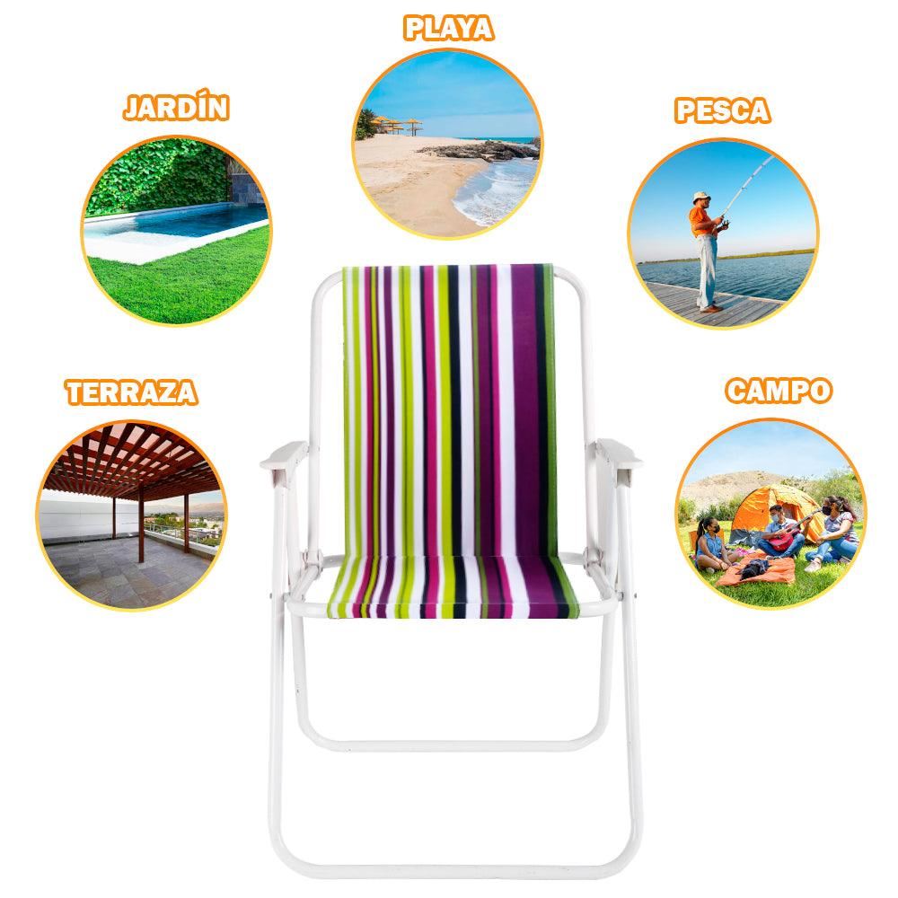 Silla de Playa Camping Terraza Plegable Multicolor - Aleatorio