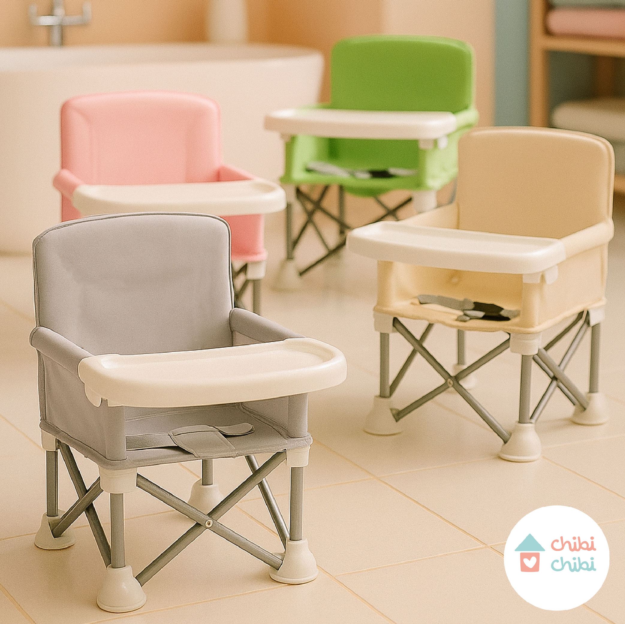 SILLA DE COMER PORTÁTIL -VERDE/GRIS