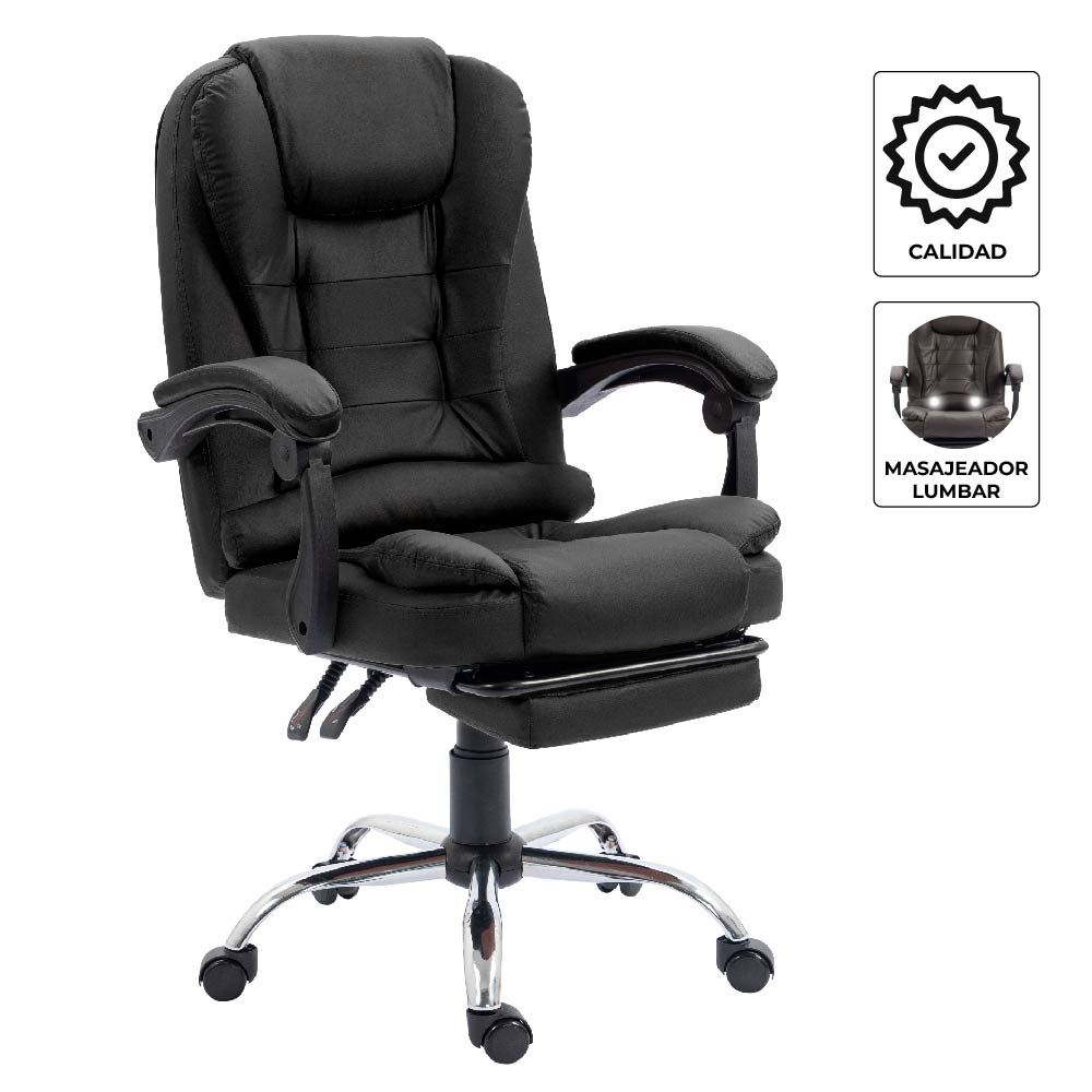 Silla de Oficina Gerencial con Masajeador Lumbar Negra Sillium