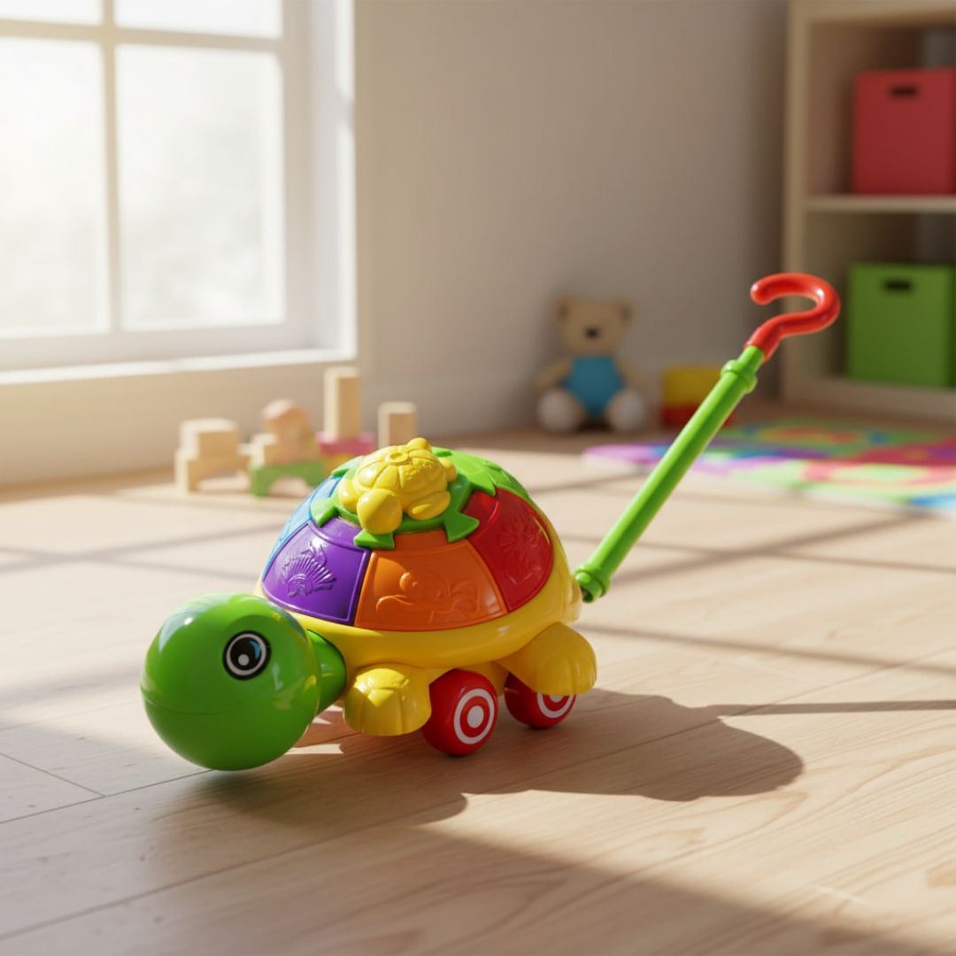 Juguete Guiador De Empuje Y Arrastre Para Niños tortuga