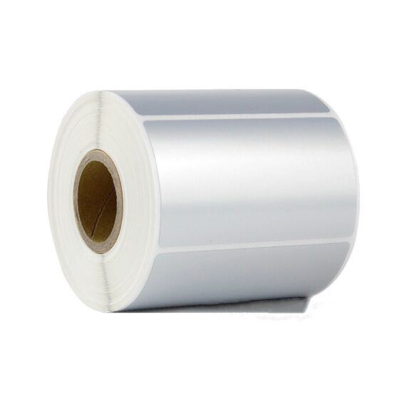 Rollo 1000 etiquetas adhesivas POLIESTER plateado 76x50mm
