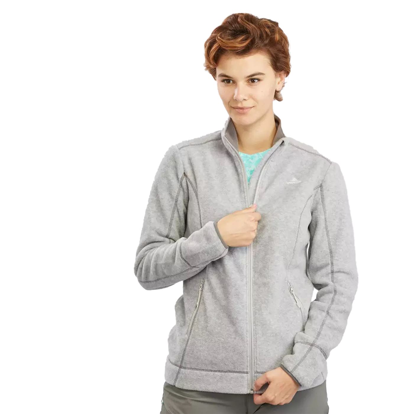 CHAQUETA POLAR DE SENDERISMO MONTAÑA MUJER MH120 GRIS CLARO