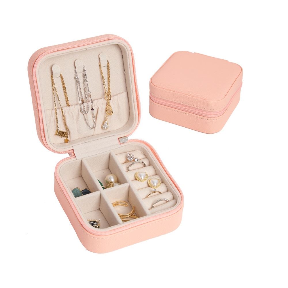 Mini Joyero portátil con cierre organizador - Rosa