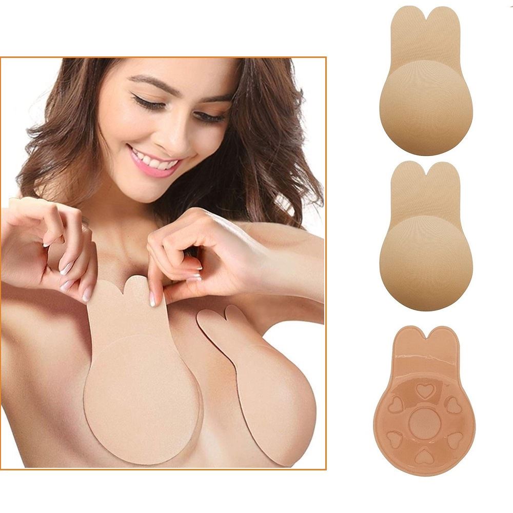 Brasier Invisible push Up orejas de conejo adhesivo para damas Beige L/XL
