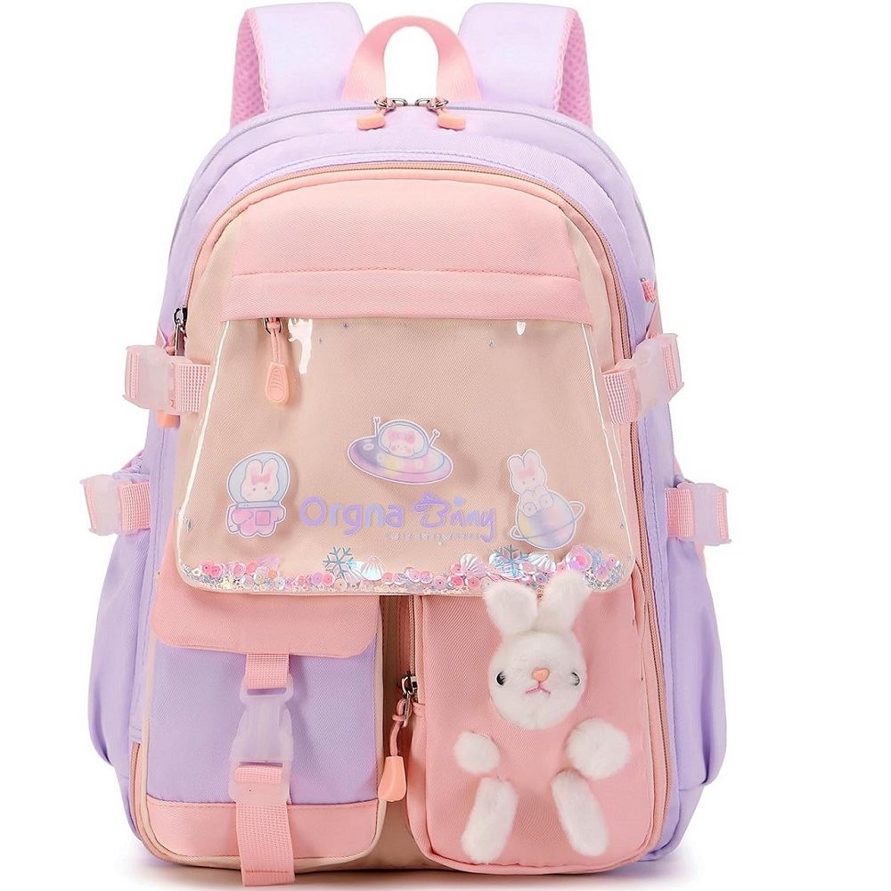 Mochila escolar kawaii juvenil coreana Medd Dunny conejo / Morado