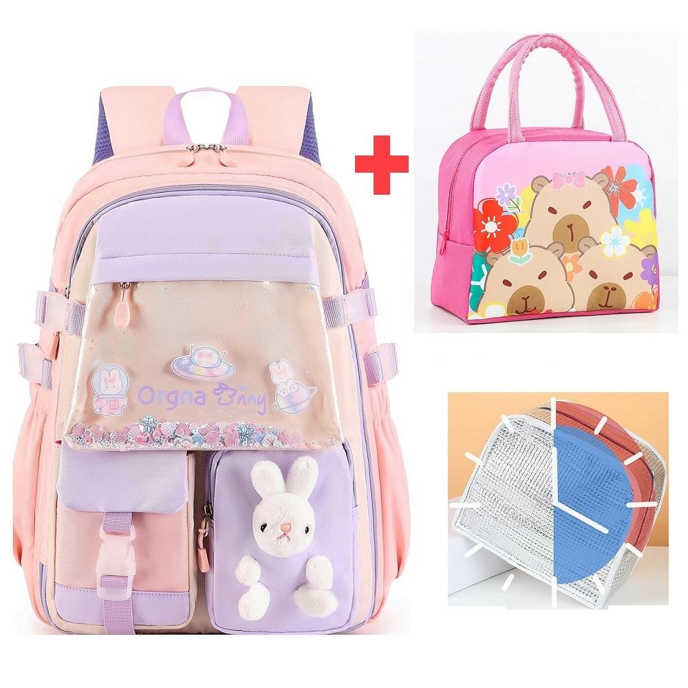 Mochila escolar kawaii juvenil coreana Medd Dunny conejo + Lonchera