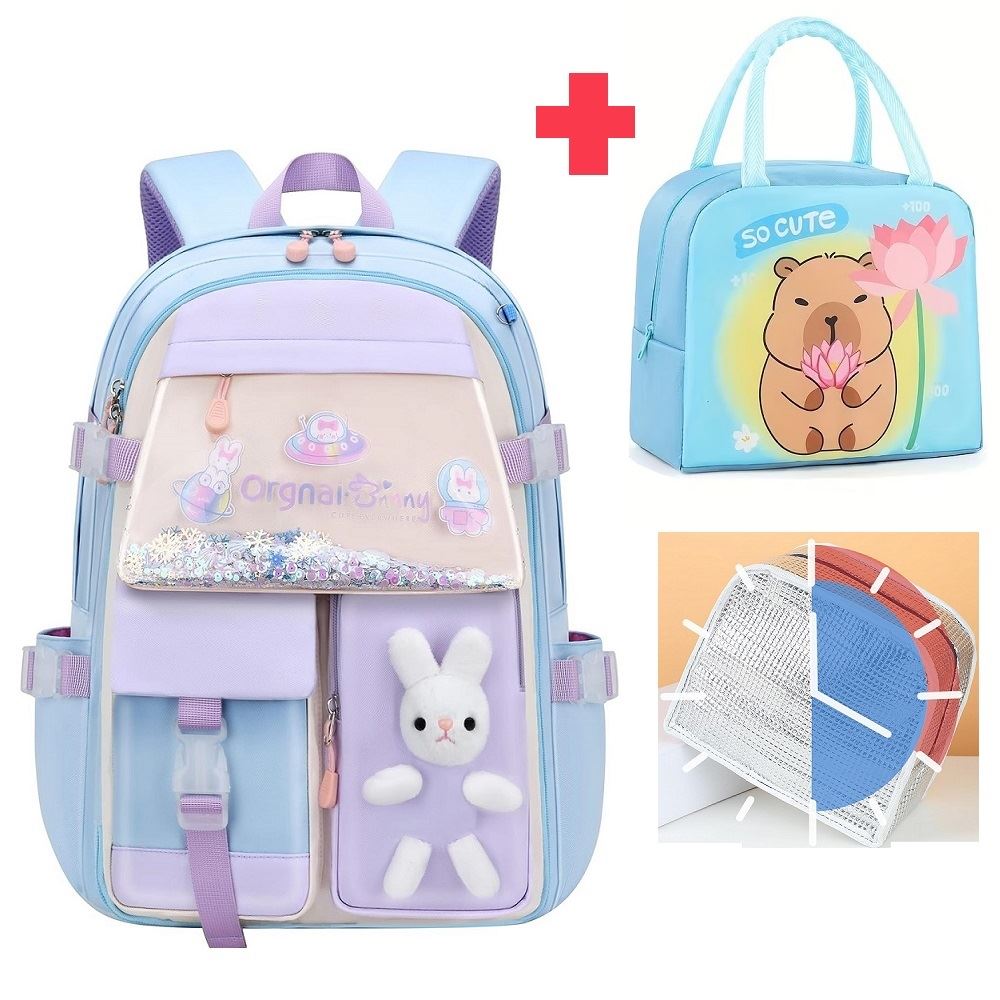 Mochila escolar kawaii juvenil coreana Medd Dunny conejo + Lonchera
