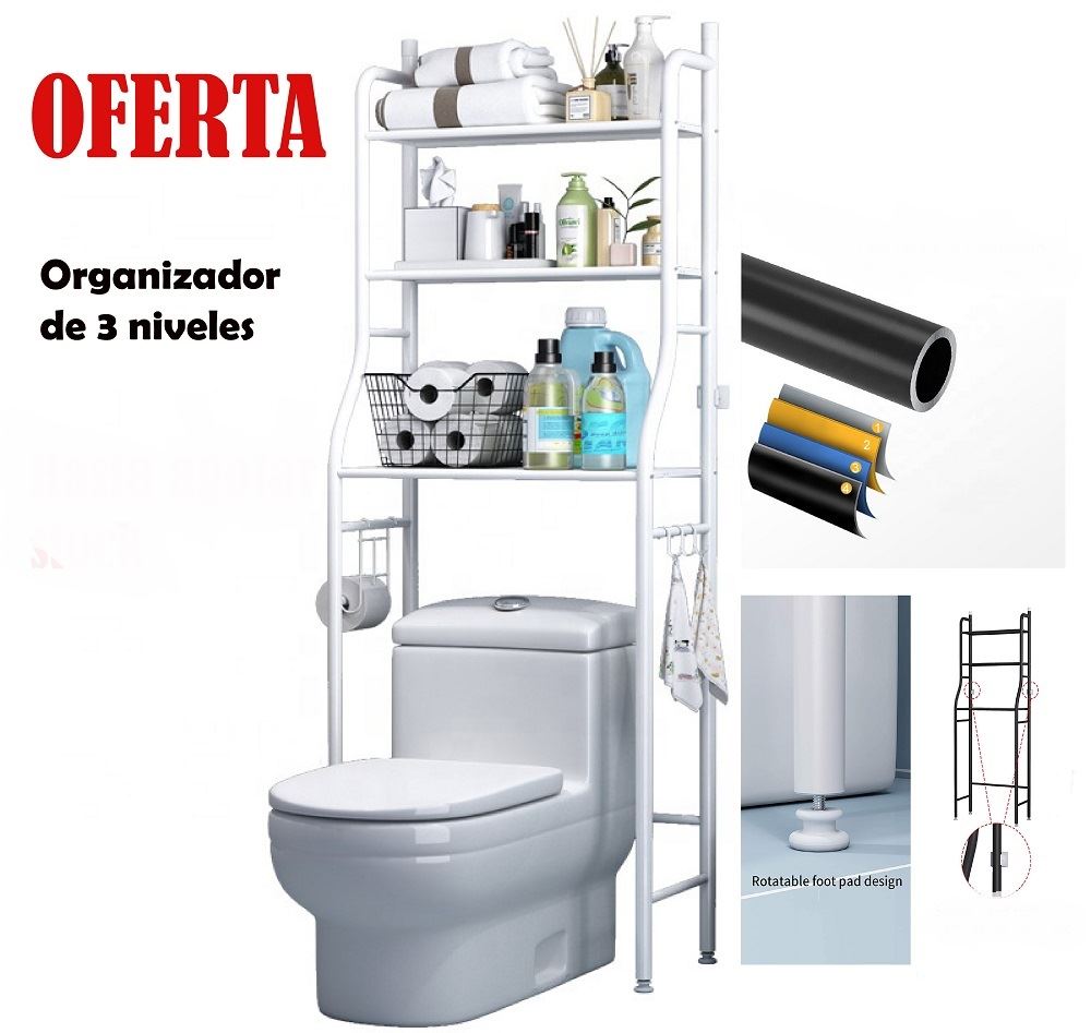 Estante de baño 3 niveles organizador de 160x50x25.