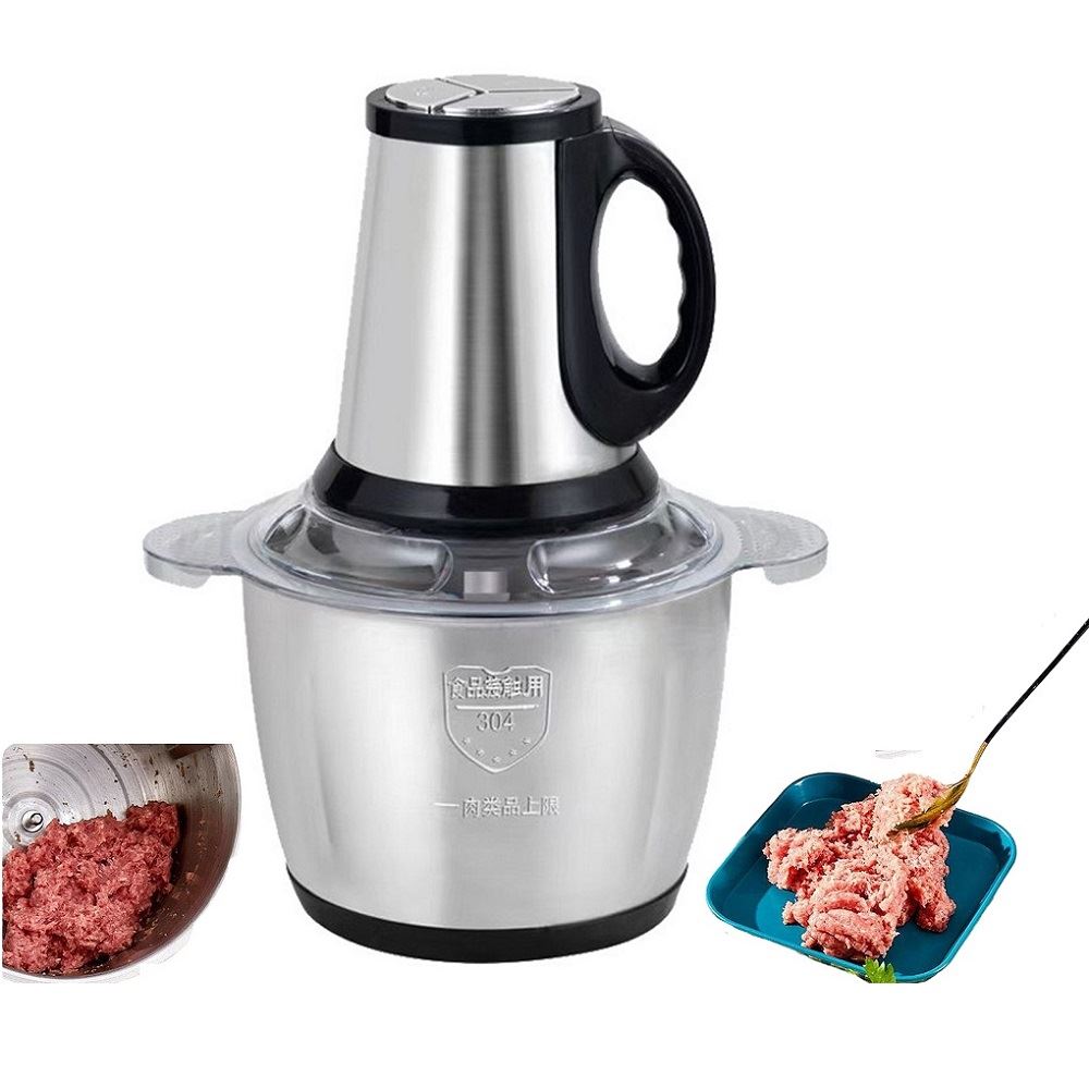 Procesador de carne picador y cortador verduras acero inoxidable 2L