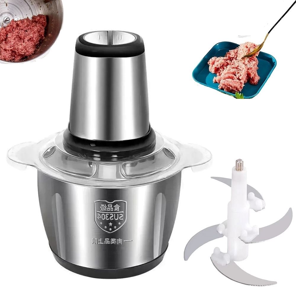 Procesador de carne picador y cortador verduras acero inoxidable 2L