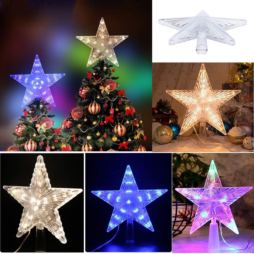 Estrella navidena decorativa para punta de arbol de navidad