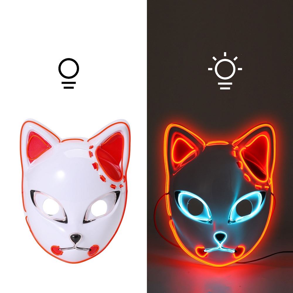Mascara gato con luces para fiestas Hallowen Naranja