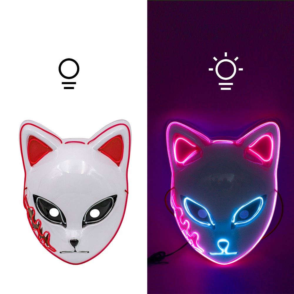 Mascara gato con luces para fiestas hallowen rosa