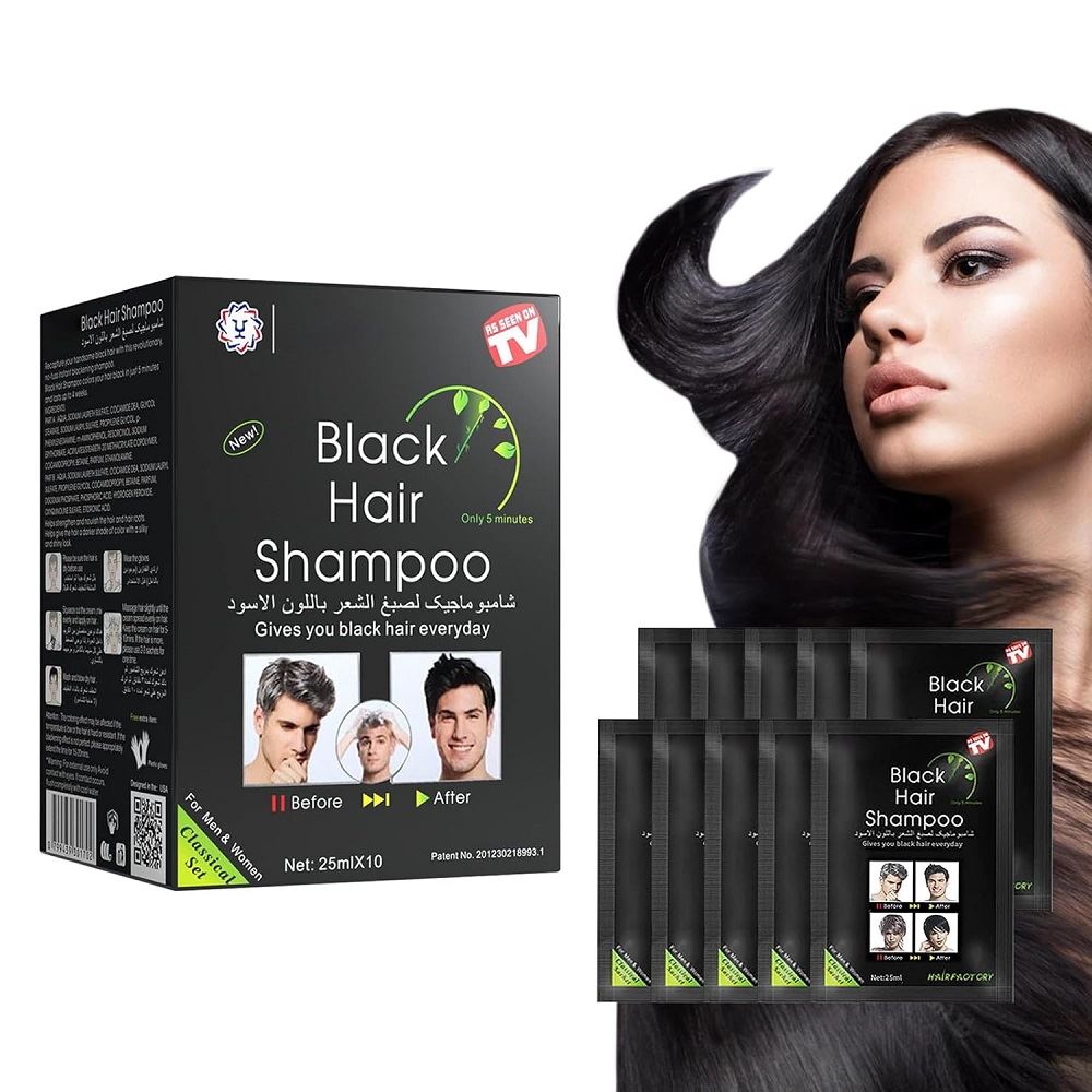 Black Hair Shampoo Pinta Canas tinte Negro - 10 shachets