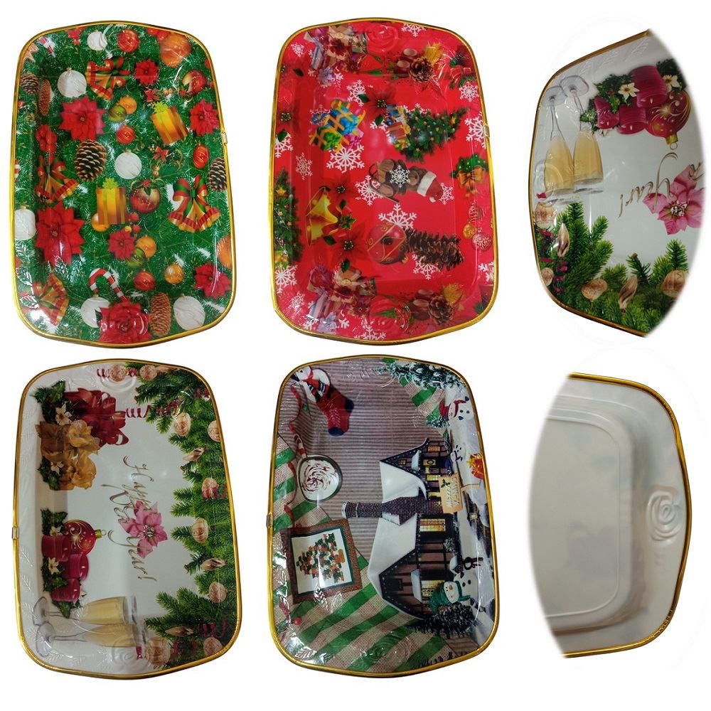 Fuente navideña rectangular bandeja plastica