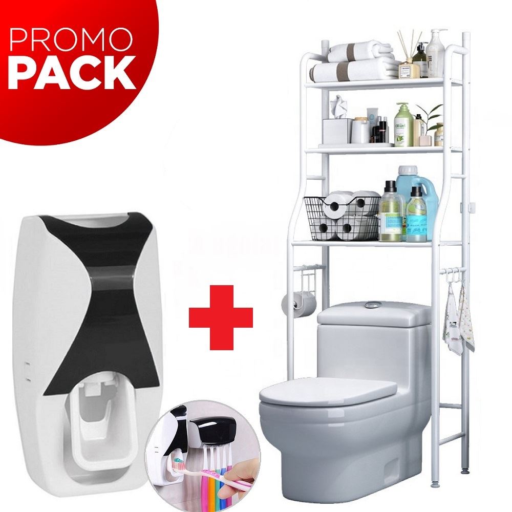 PACK de un estante para baño y un dispensador de pasta dental