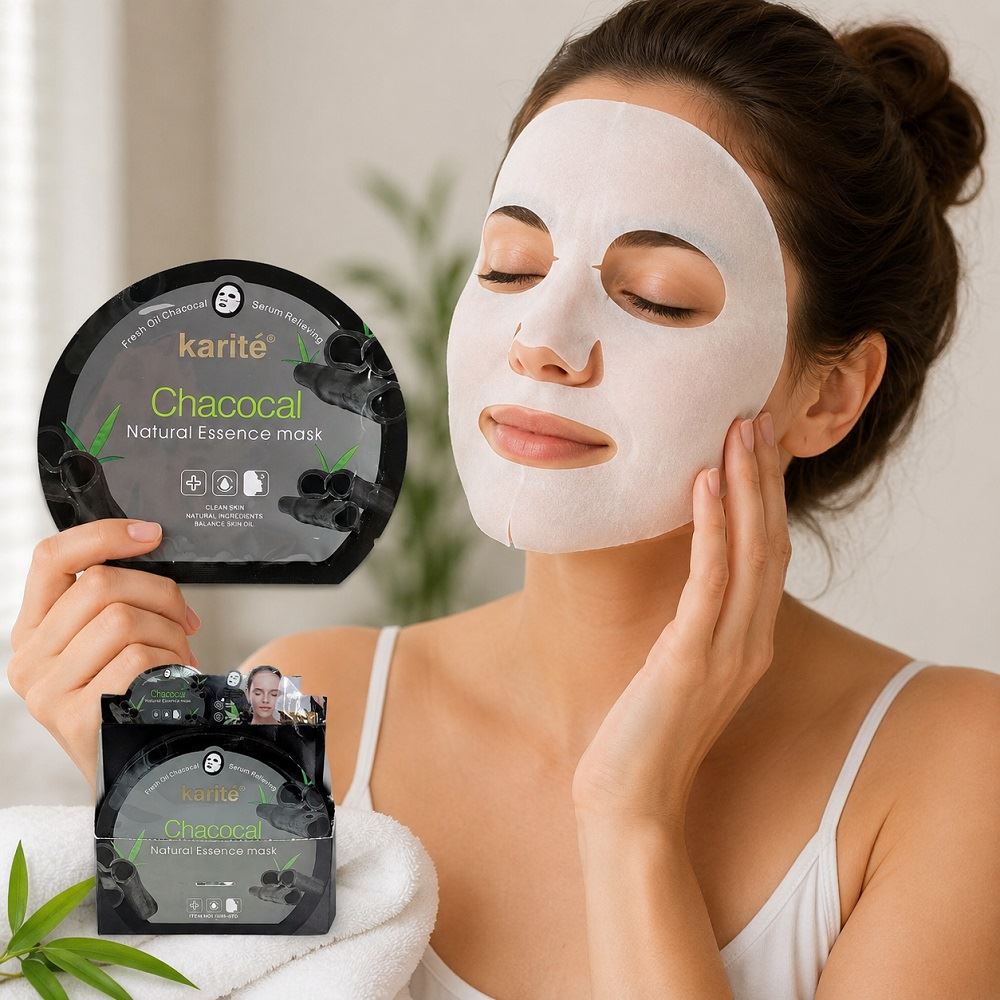Mascarilla facial de carbón activado Karité Natural 5Unid