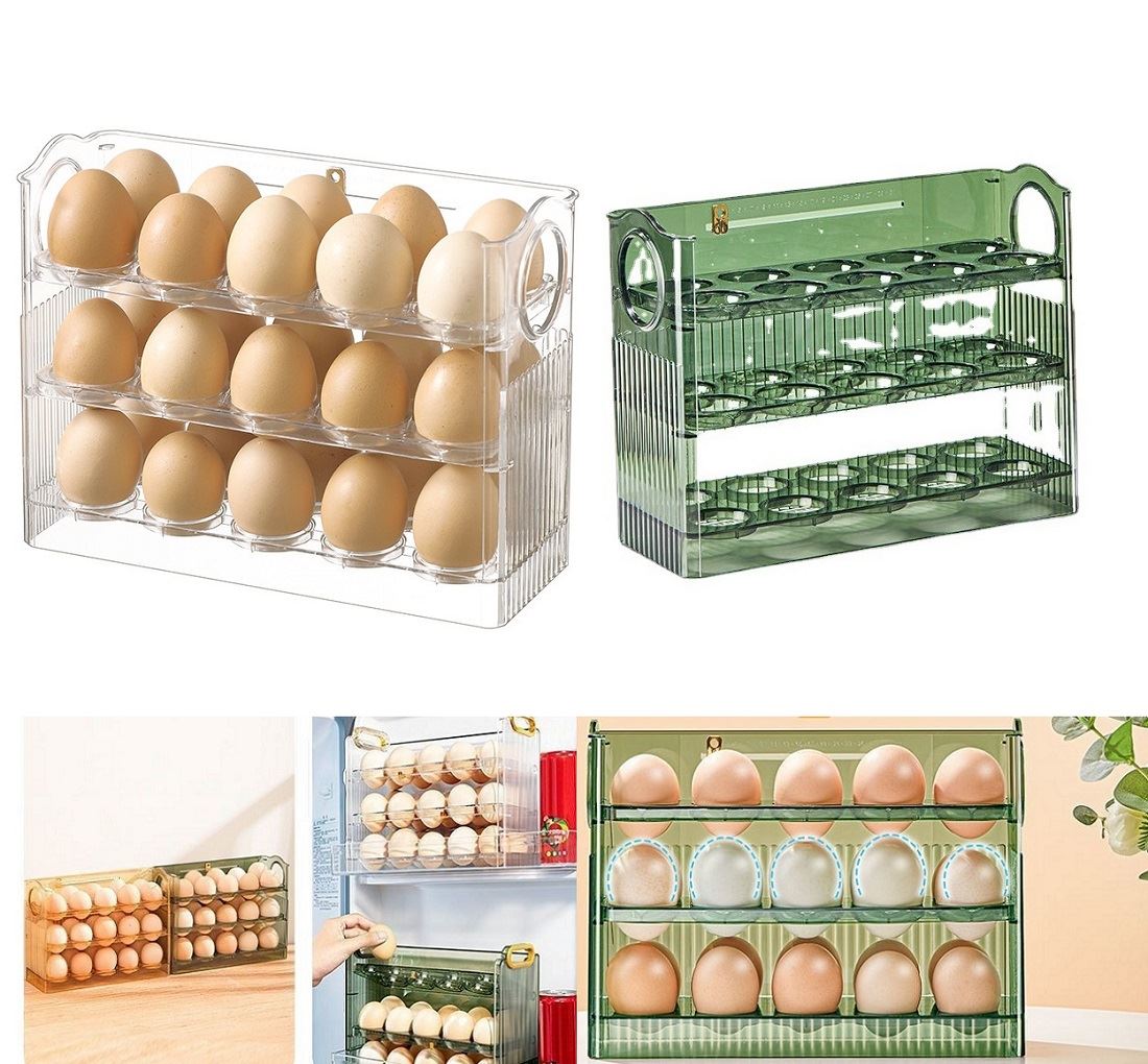 Porta huevos 3 niveles organizador de 30 huevos Blanco