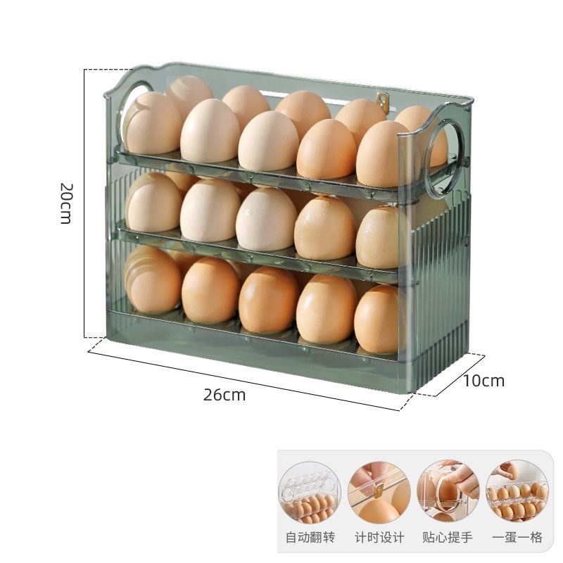 Porta huevos 3 niveles organizador de 30 huevos Verde