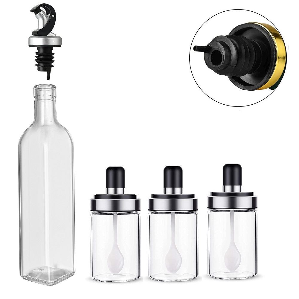 SET DE UN DISPENSADOR DE ACEITE CON 3 CONDIMENTEROS