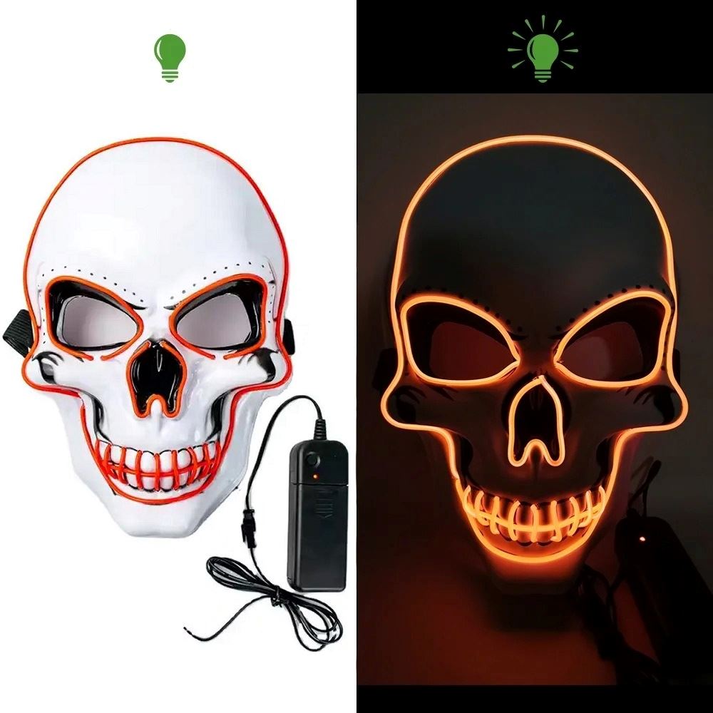 Mascara para halloween con luces LED NARANJA