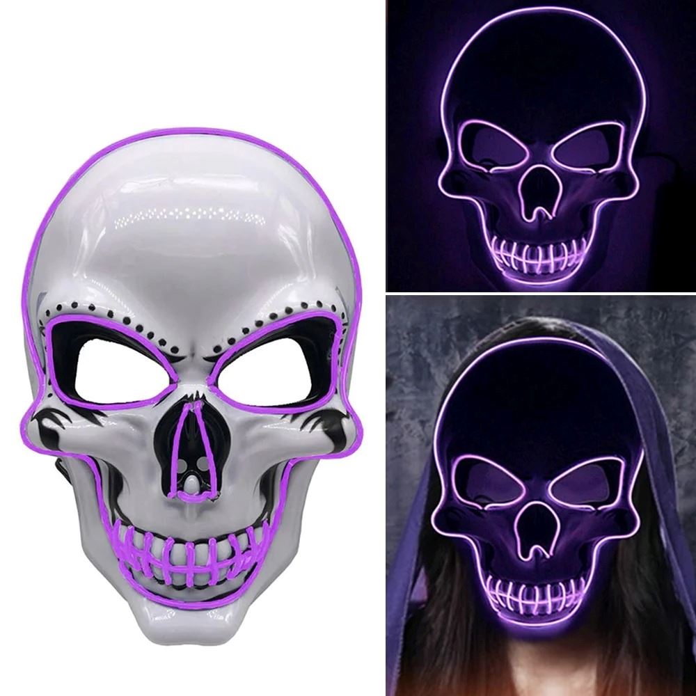 Mascara para halloween con luces LED Morado
