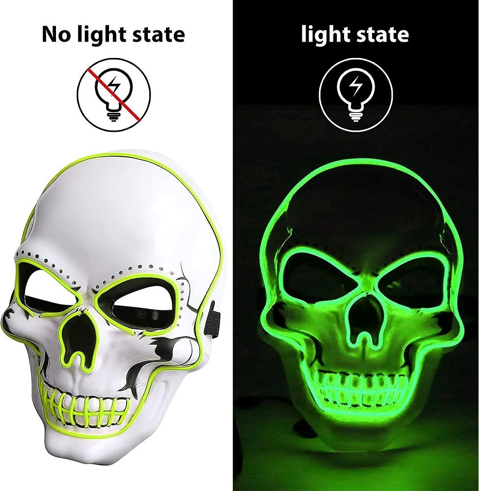 Mascara para halloween con luces LED verde
