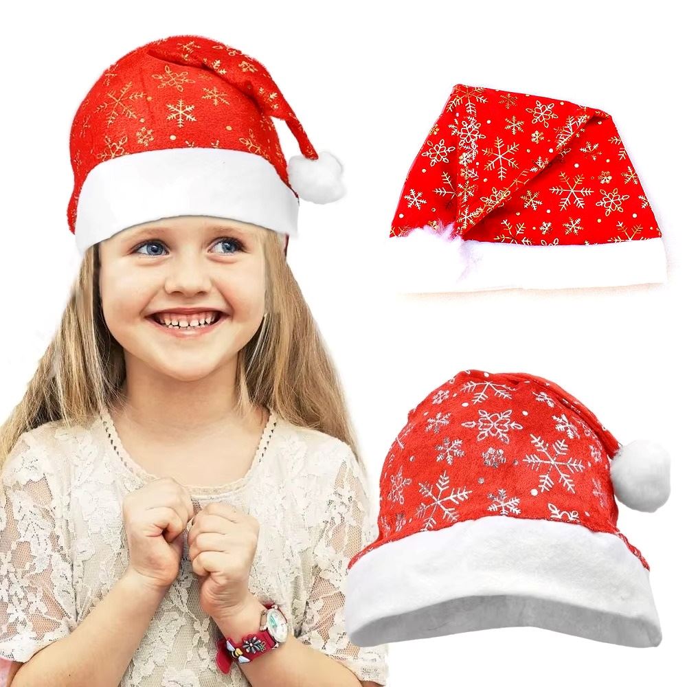 Gorro navideña sombrero rojo con copo de nieve set de 3