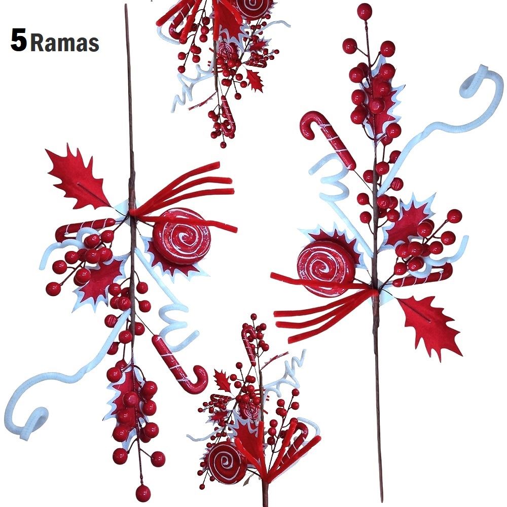 Ramas de Bayas navideñas decorativas set de 5 ramas