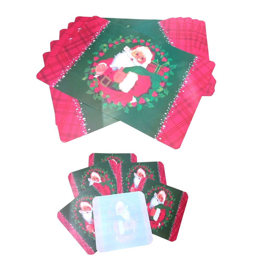 set de 6 Individuales navideños para mesas y 6 Porta vasos o taza