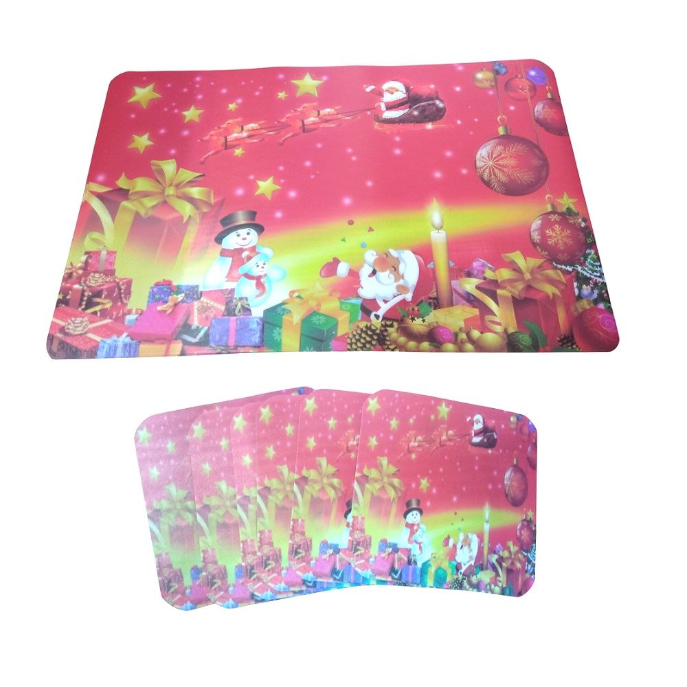 set de 6 Individuales navideños para mesas y 6 Porta vasos o taza