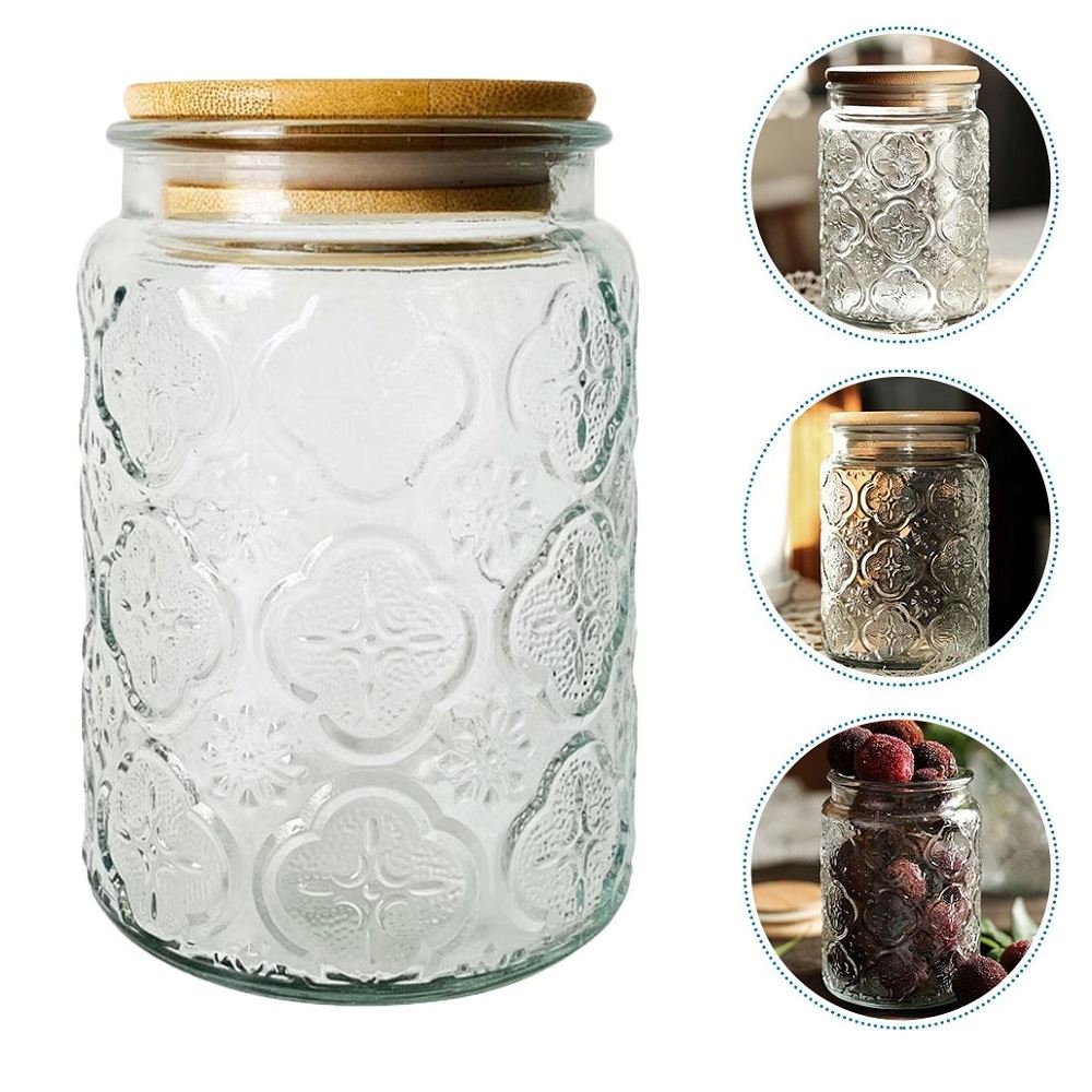 Frasco de vidrio 700ml Pote con tapa para guardar granos frutos secos