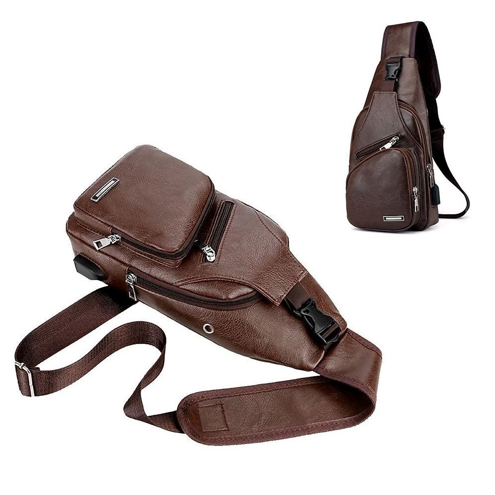 Rinonera Perchero de hombro bolso de un brazo para hombre Marron