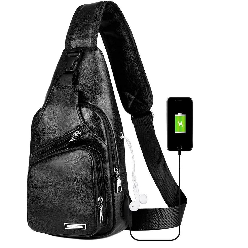 Rinonera Perchero de hombro bolso de un brazo para hombre Negro