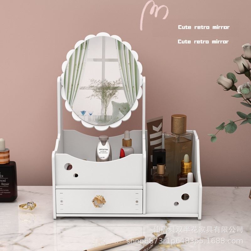 Organizador de maquillaje con espejo y cajones multiusos