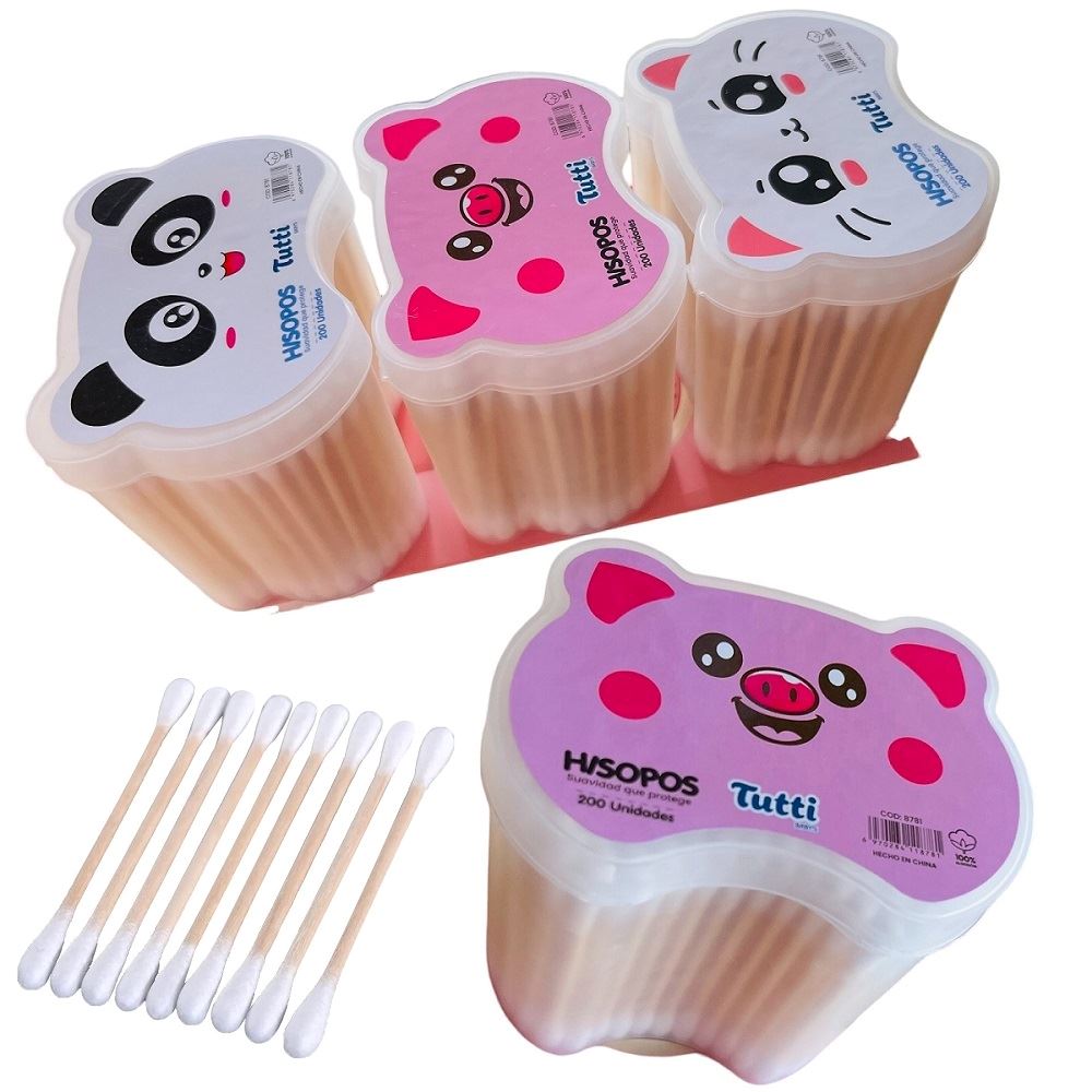 set de 3 hisopos de algodón limpiador de oidos 200 unid