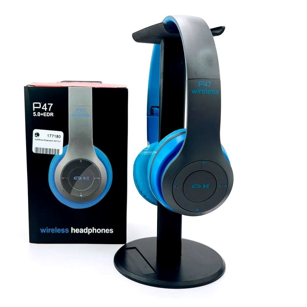 Audifono de vincha auricular inalambrico P47 Azul