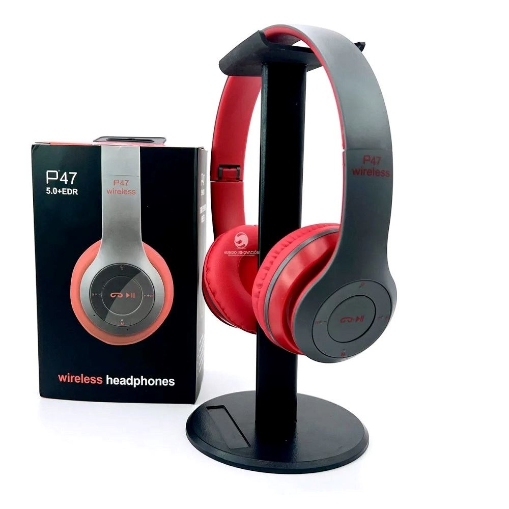 Audifono de vincha auricular inalambrico P47 Rojo