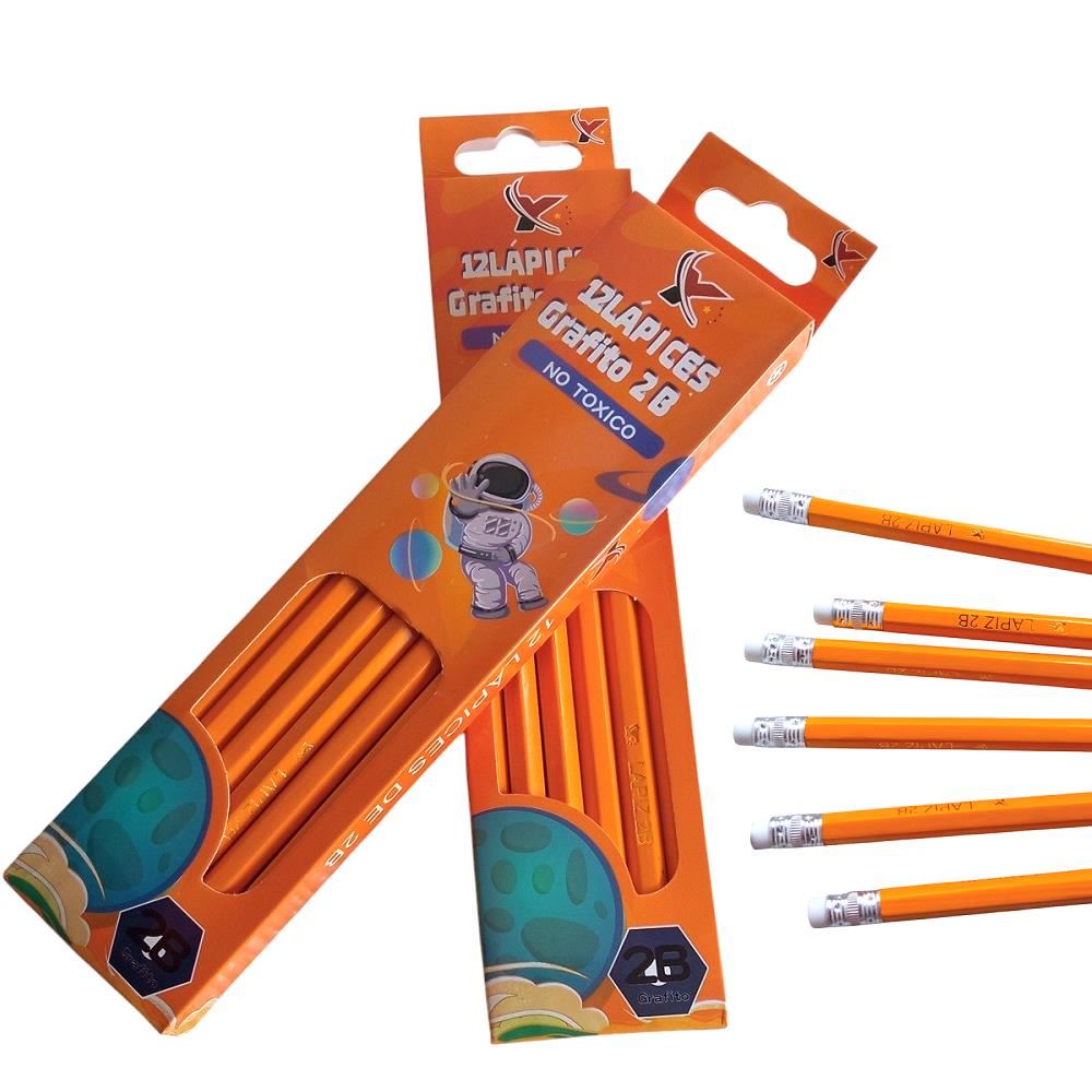 2 cajas de Lapices hezagonal Grafito 2B lapiz con borrador